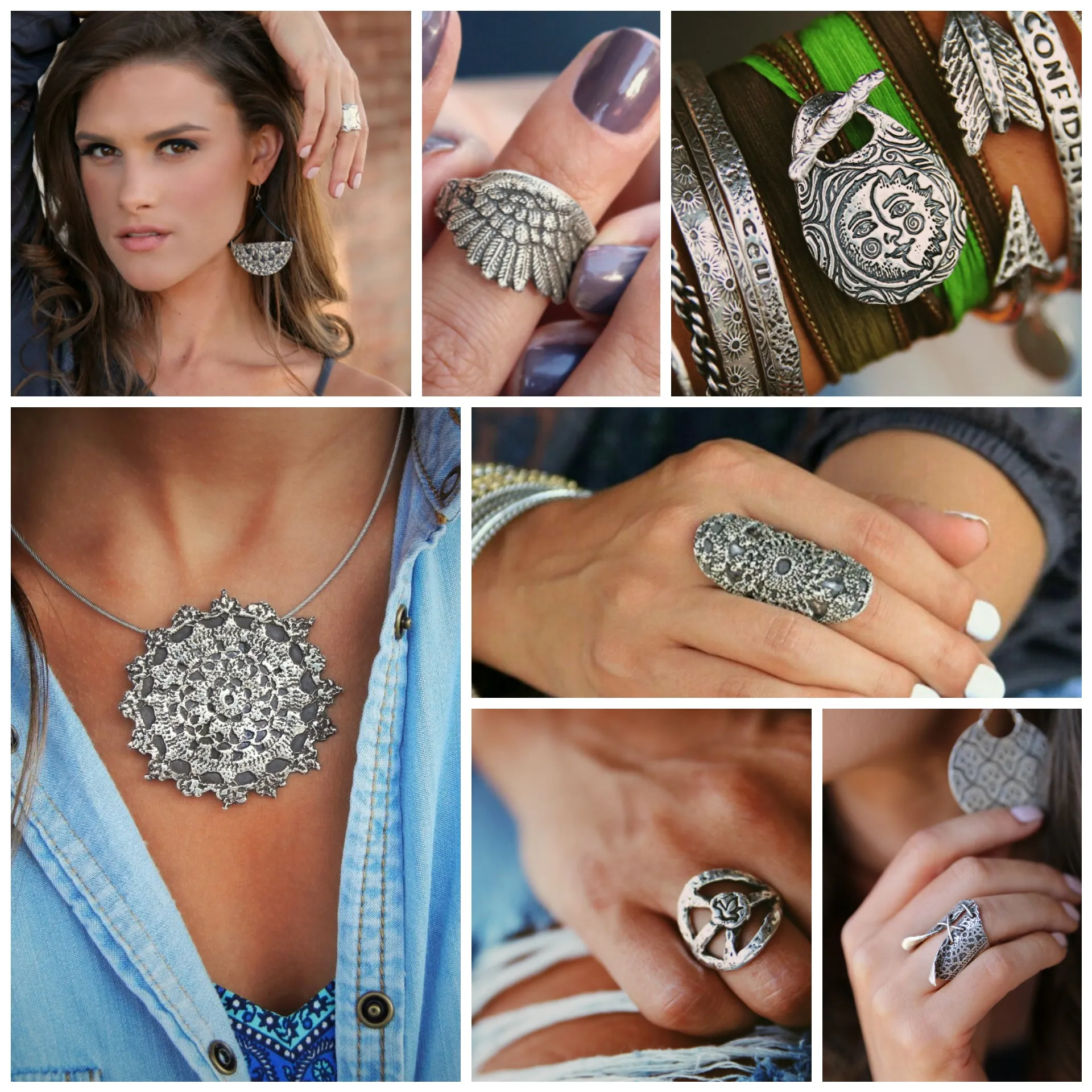 Lace Sterling Silver Wedding Rings