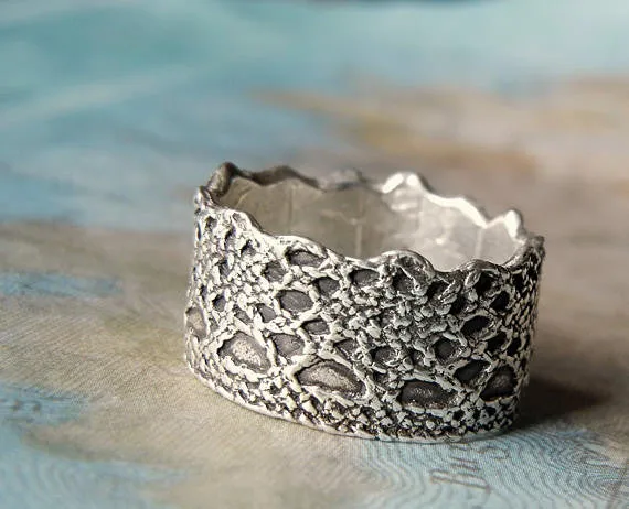 Lace Sterling Silver Wedding Rings