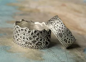 Lace Sterling Silver Wedding Rings