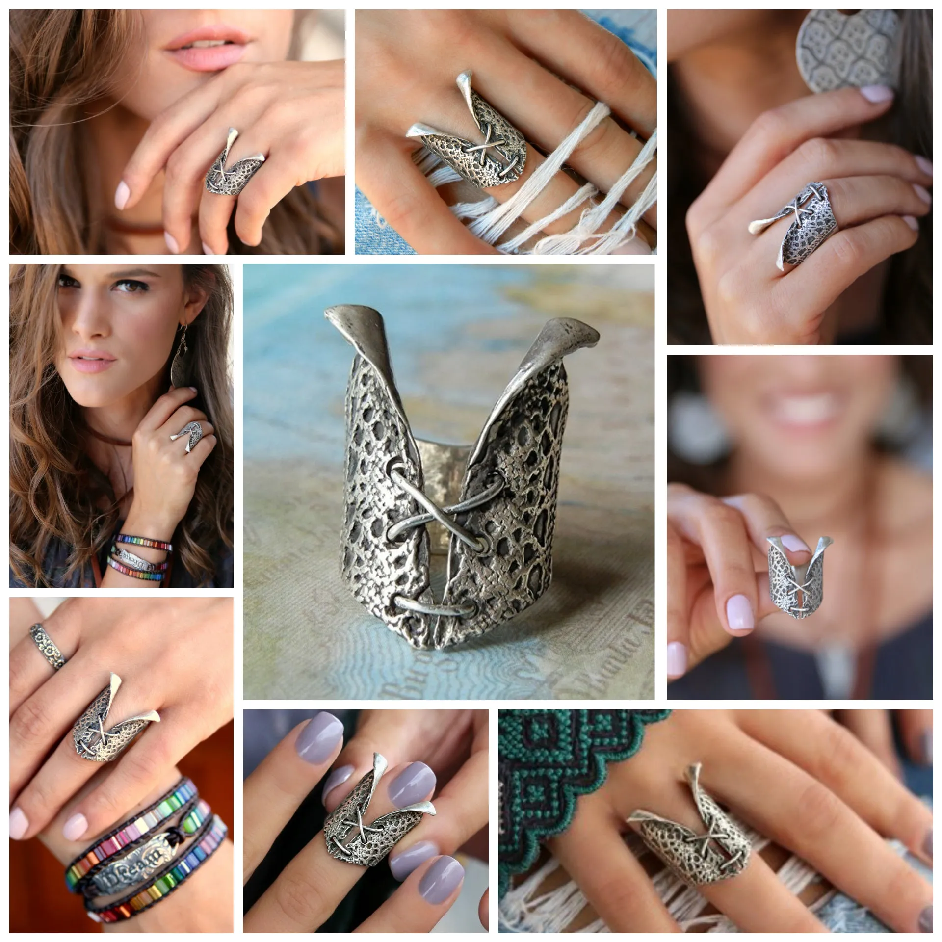 Lace Sterling Silver Wedding Rings