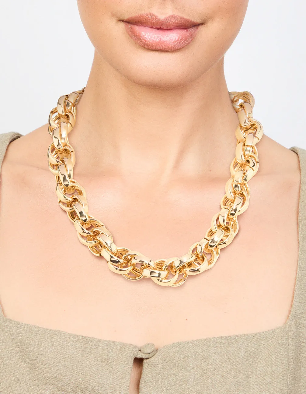 Large Gold Open Chain Necklace