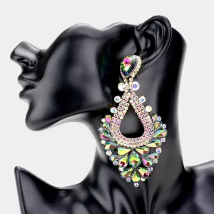 Large Multi-Color Crystal Statement Pageant Earrings   | 494694