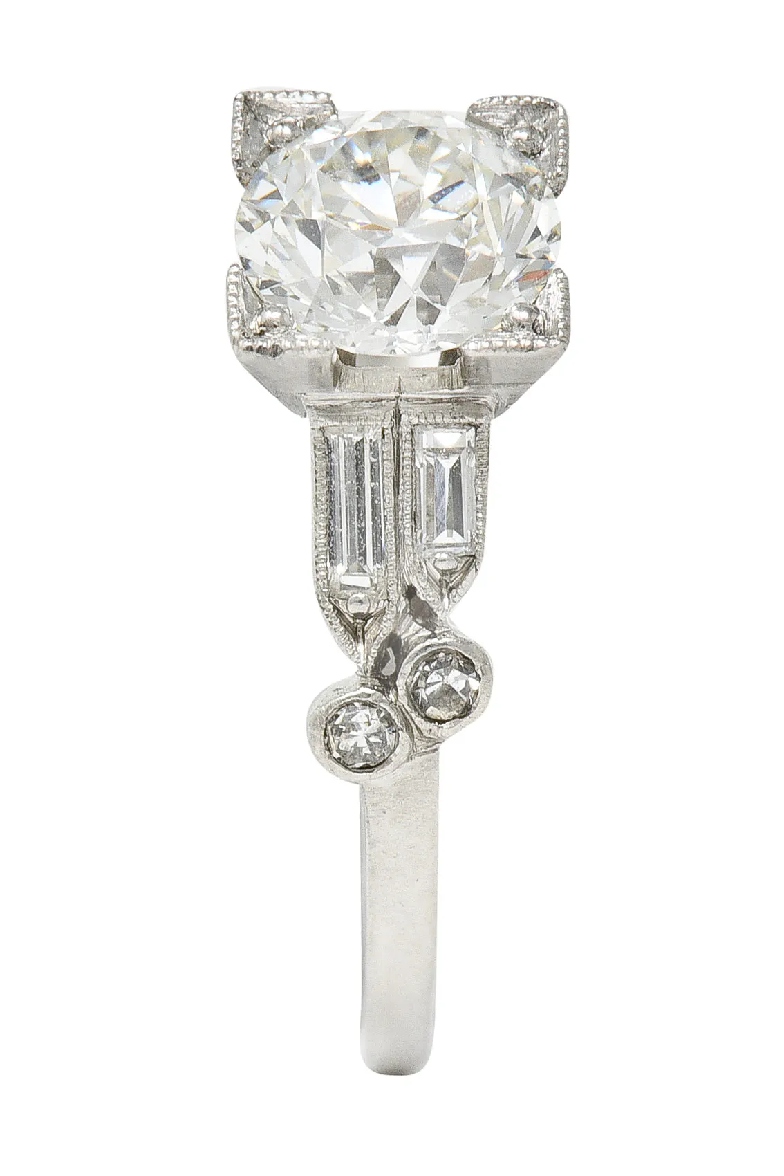 Late Art Deco 1.31 CTW Diamond Platinum Engagement Ring GIA