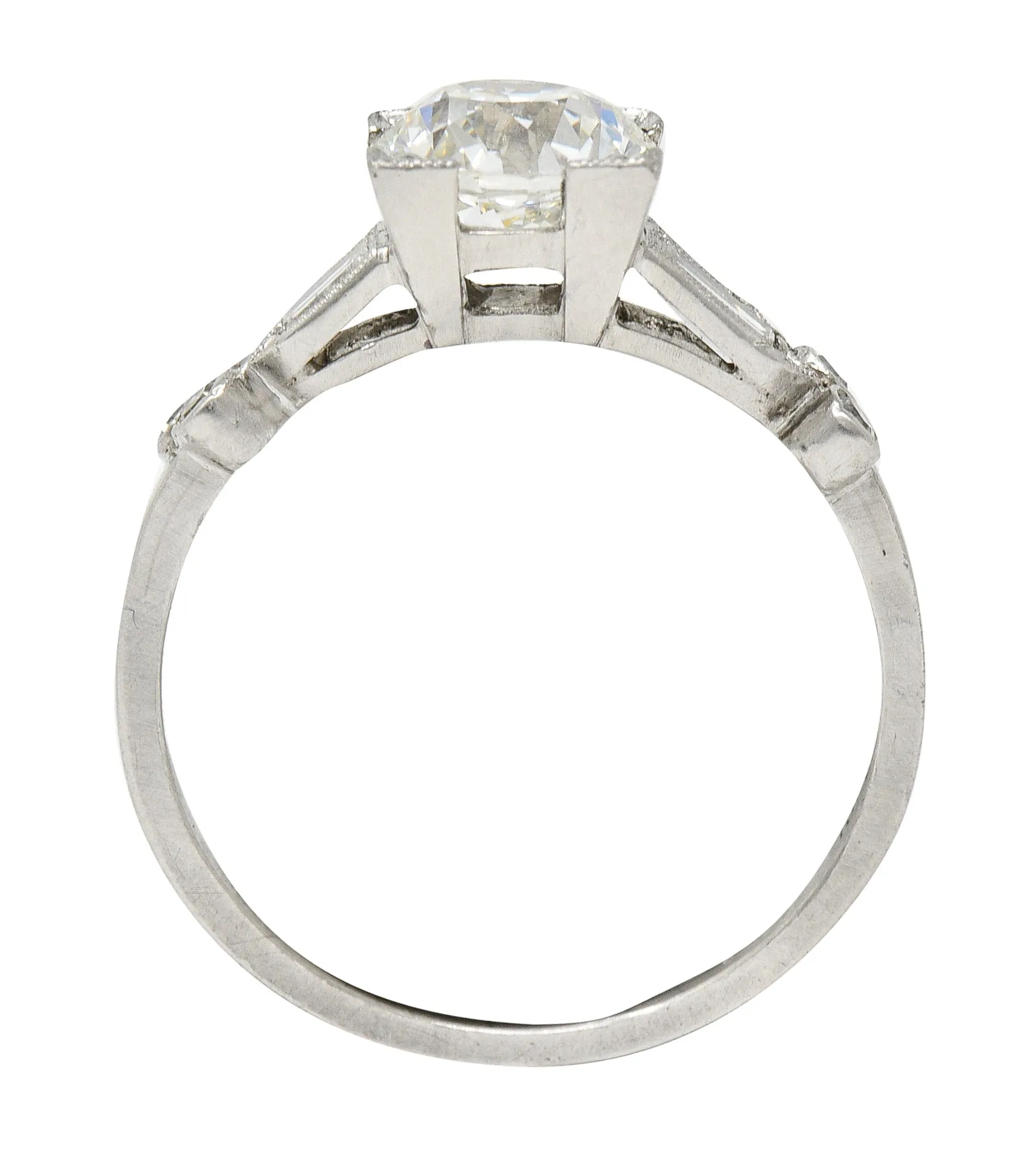 Late Art Deco 1.31 CTW Diamond Platinum Engagement Ring GIA