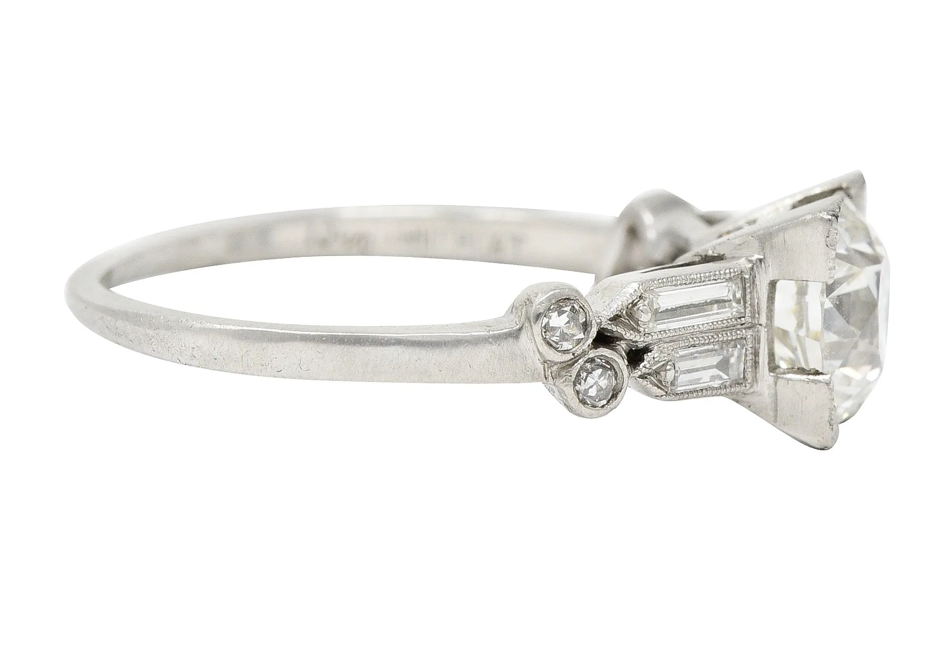 Late Art Deco 1.31 CTW Diamond Platinum Engagement Ring GIA