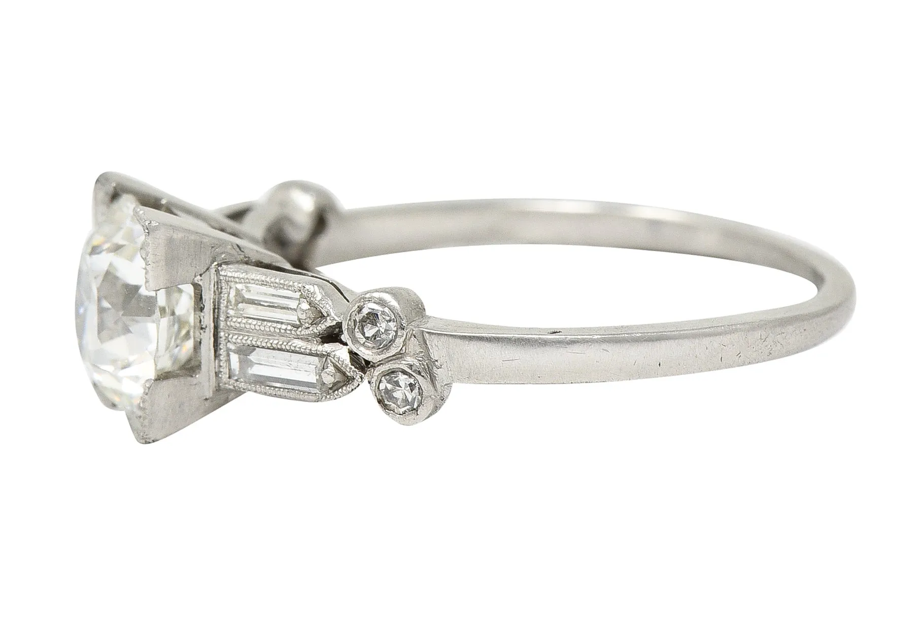 Late Art Deco 1.31 CTW Diamond Platinum Engagement Ring GIA