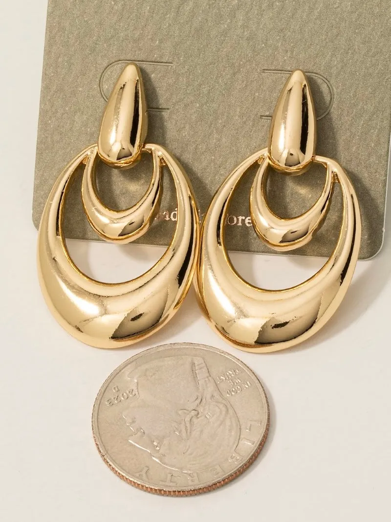 Layered Abstract Metallic Door Knocker Earrings