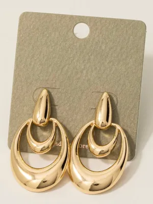 Layered Abstract Metallic Door Knocker Earrings
