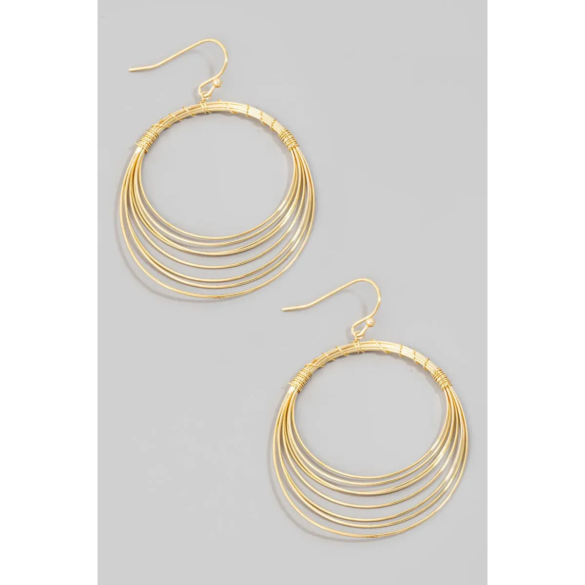Layered Metallic Hoops Dangle Earrings