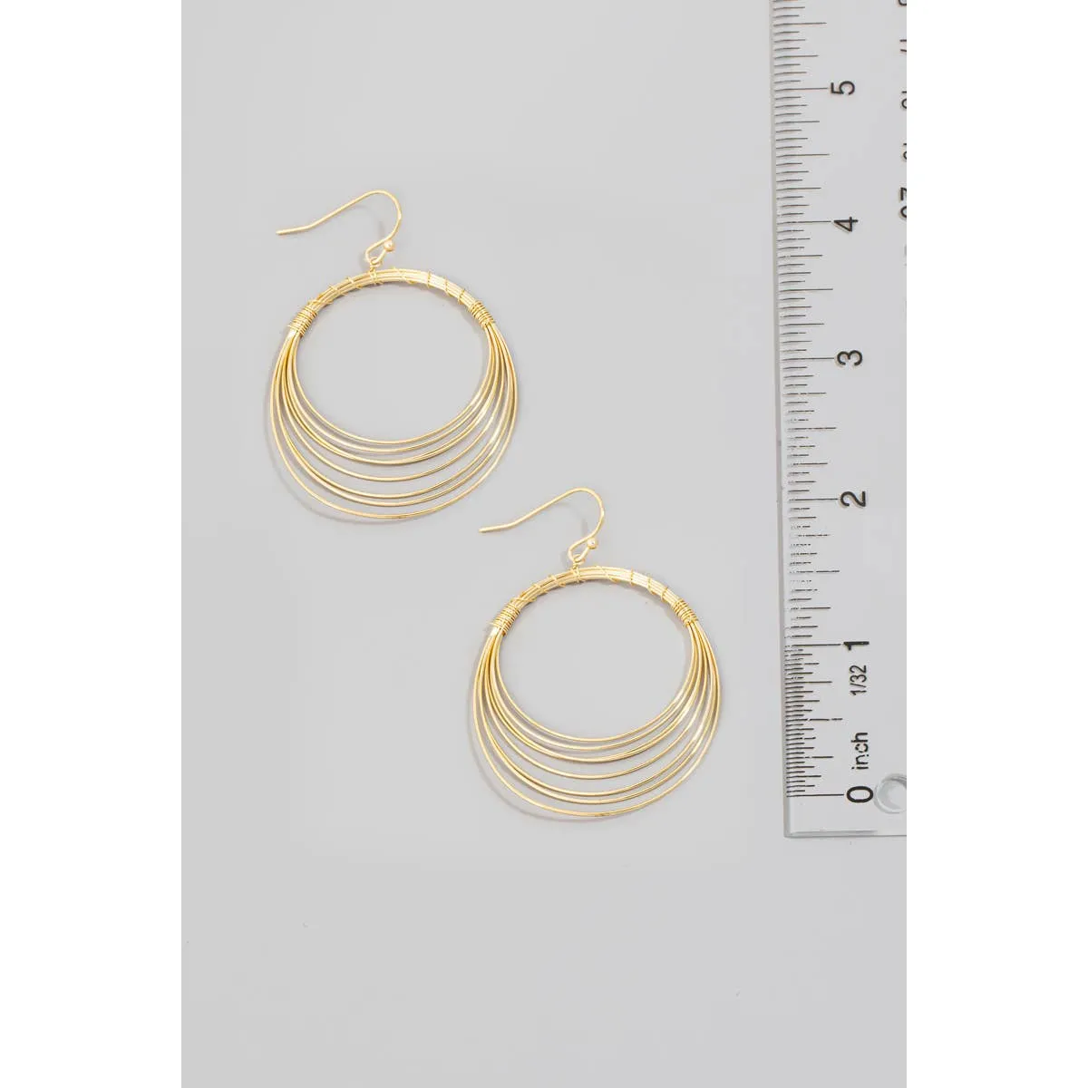 Layered Metallic Hoops Dangle Earrings
