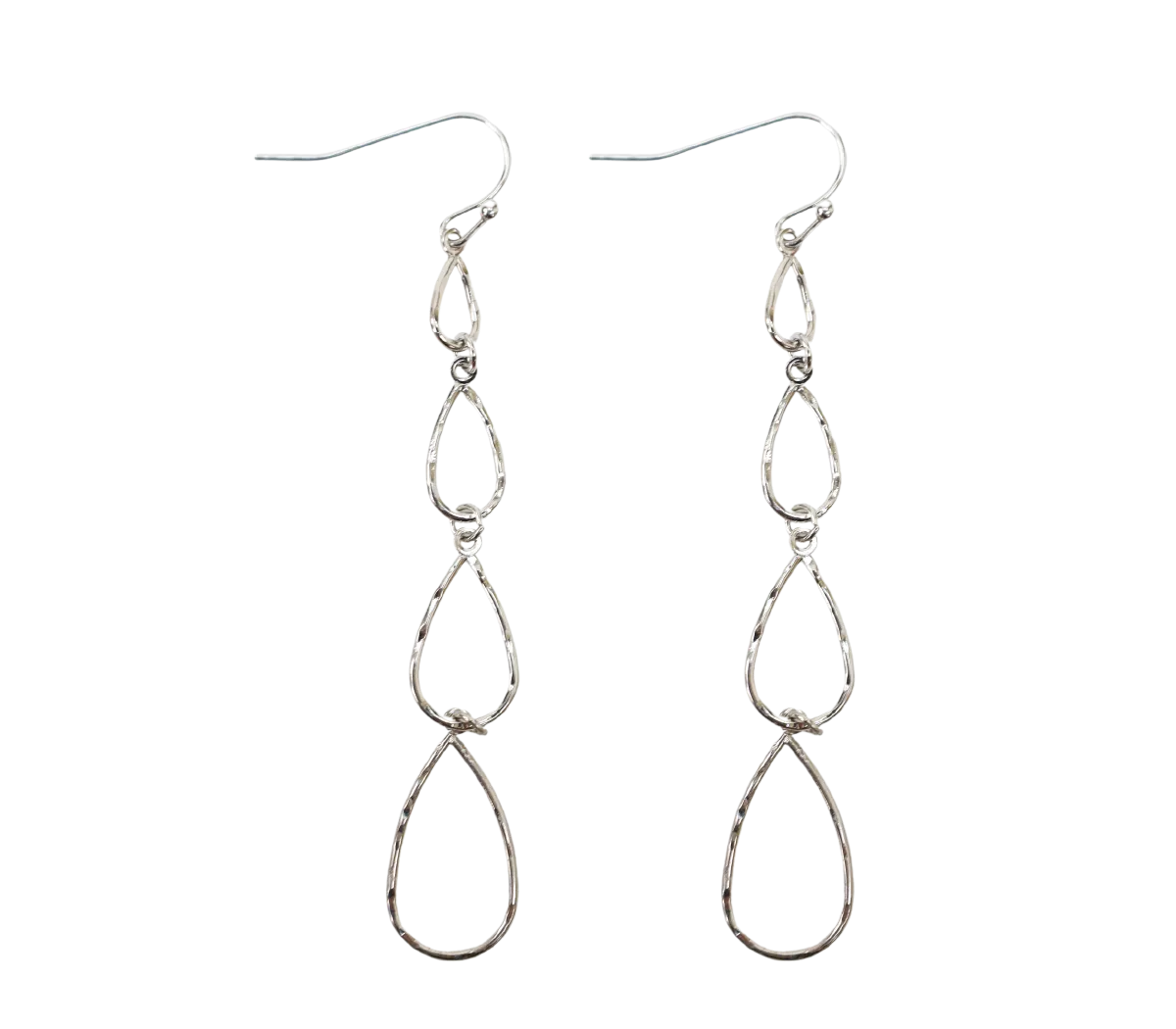Layered Teardrop Dangle Earrings -Silver