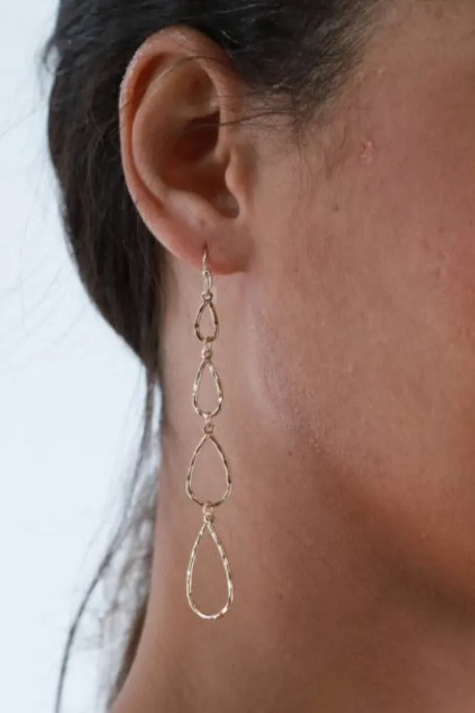 Layered Teardrop Dangle Earrings -Silver