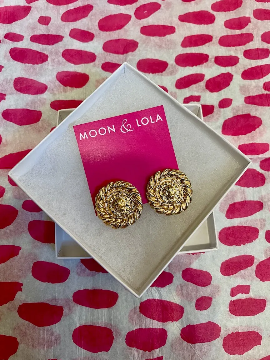 Leo Button Clip On Earrings