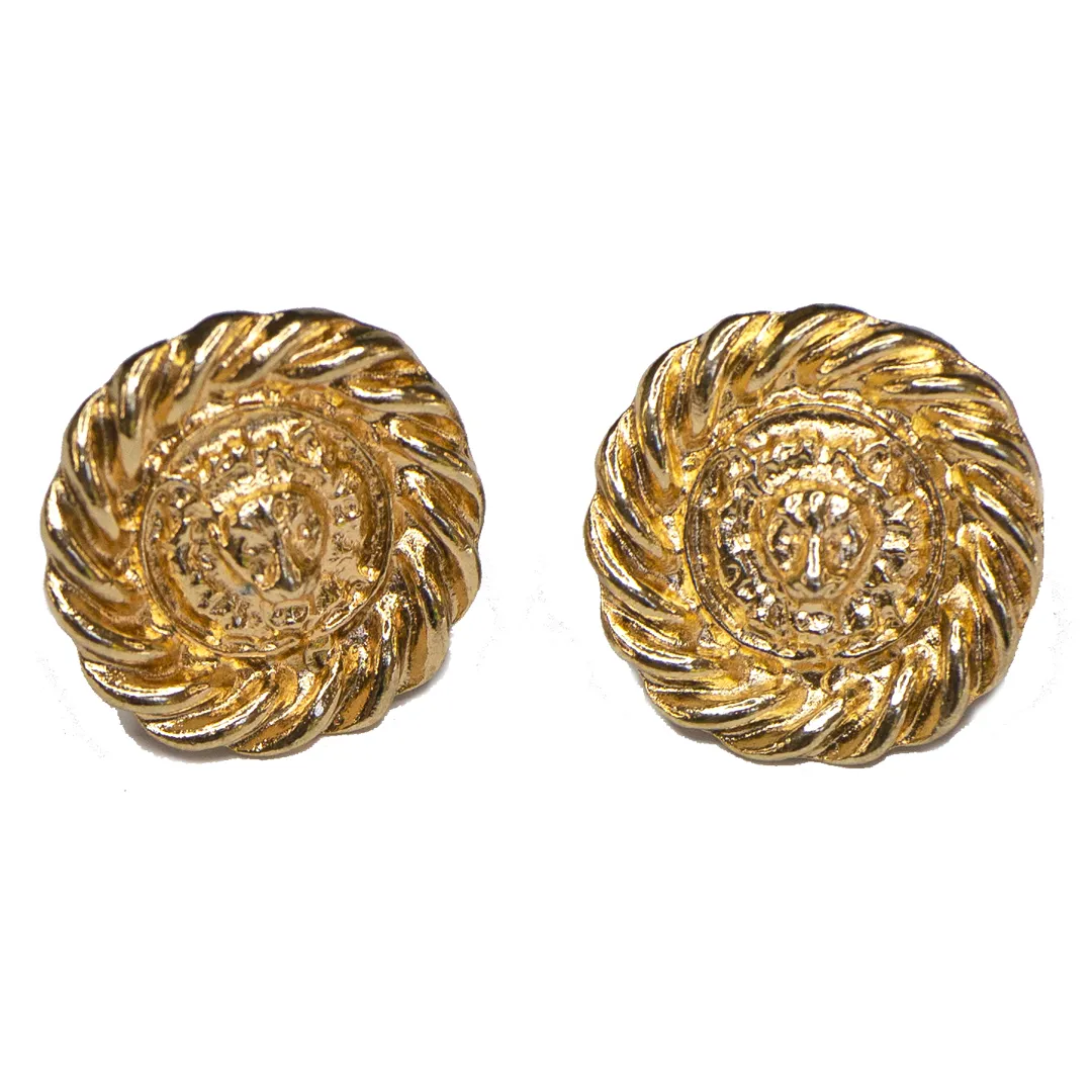 Leo Button Clip On Earrings
