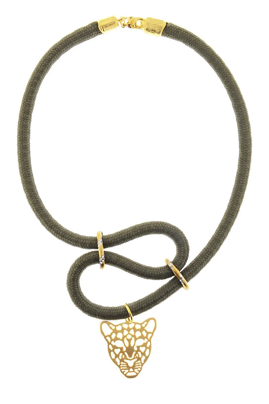 LEOPARDO Dark Olive Green Necklace