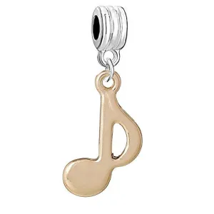 Light Golden  Musical Note Bead Compatible for Most European Snake Chain Bracelet