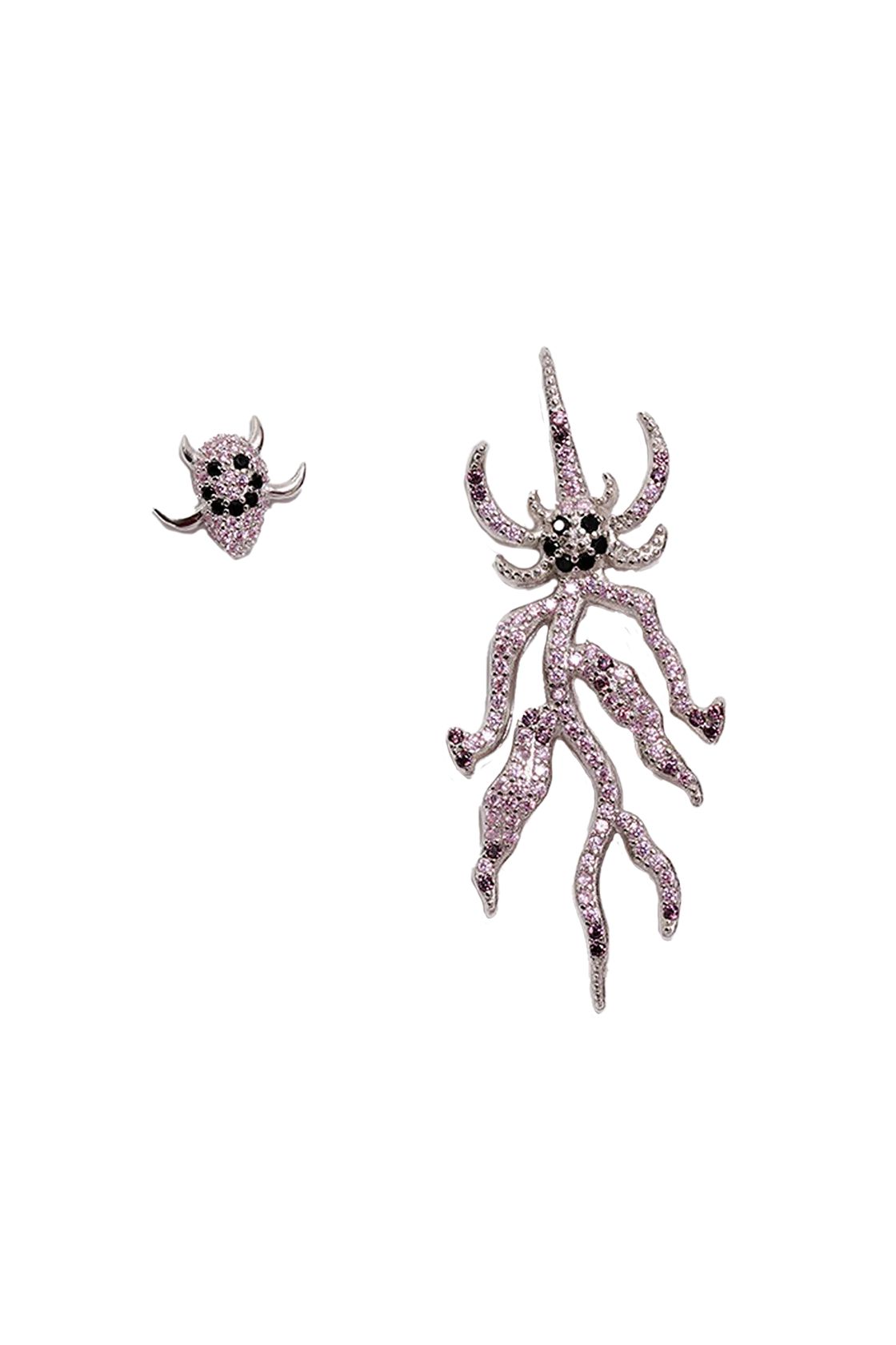 LIGHT ROSE SPIKE MONSTER MIX EARRING