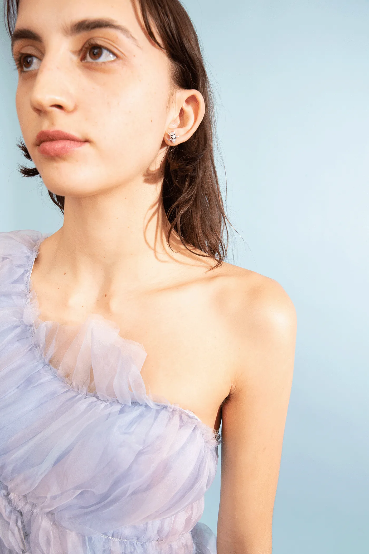 LIGHT ROSE SPIKE MONSTER MIX EARRING