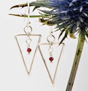 Limited Edition Handmade small SPIKE earring with genuine gemstone bead drop.
