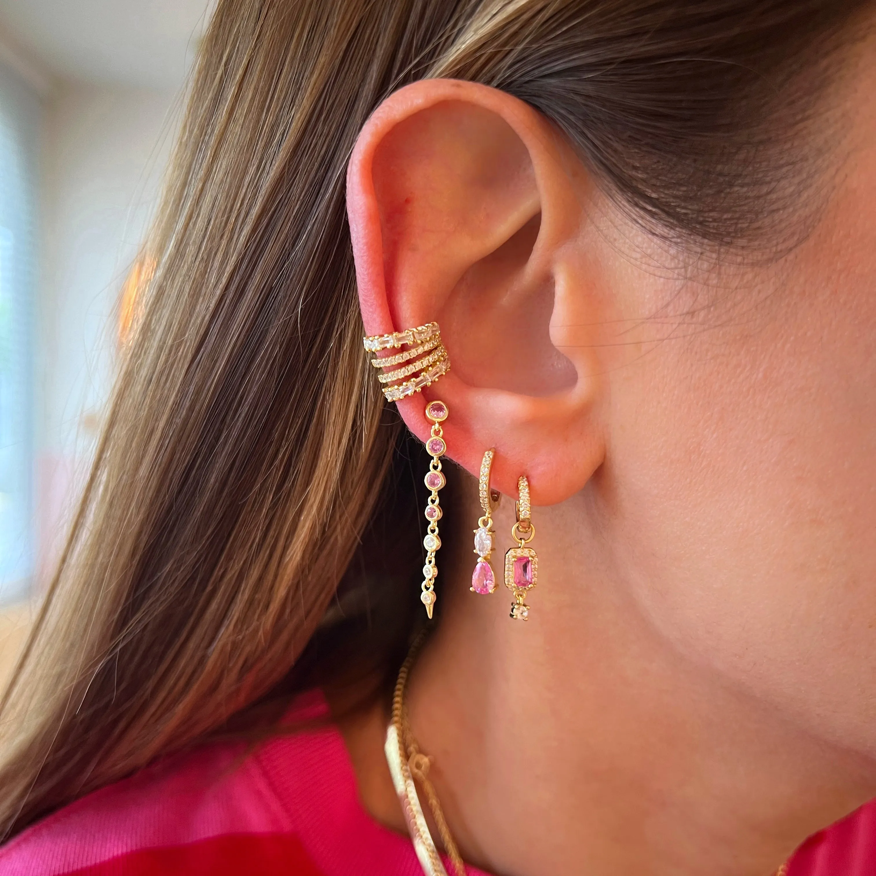 Long Ombre Bezel Earrings