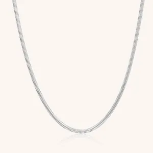 Loretta Round Snake Chain Necklace, Silver