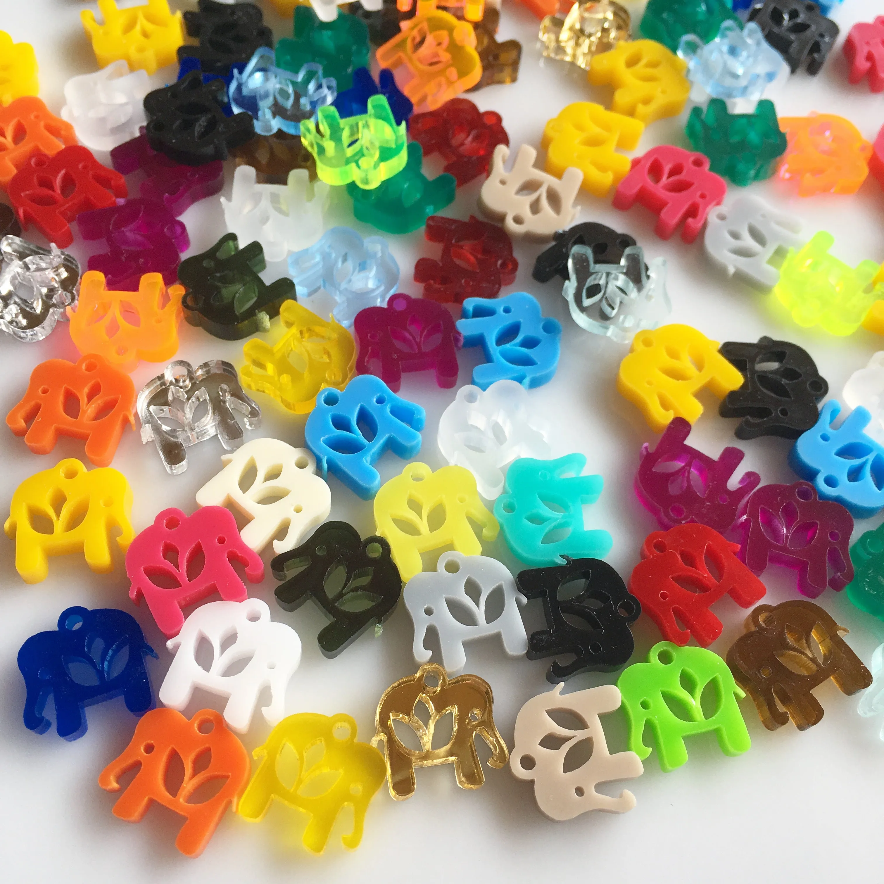 Lotus Flower Elephant Charms / 10 Pieces, 15mm