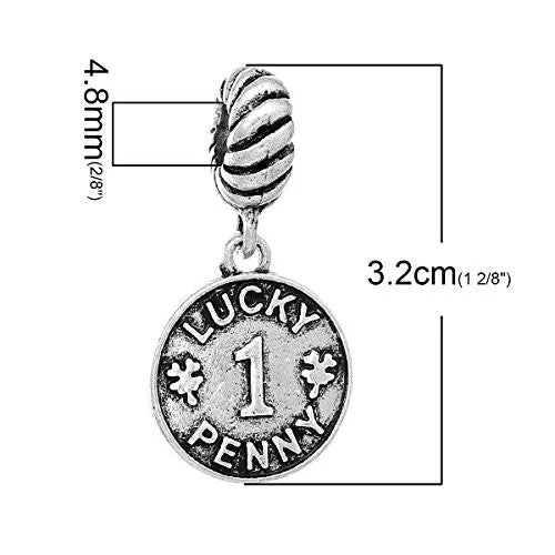 Lucky Penny Charm Bead for Most European Snake Chain Bracelet