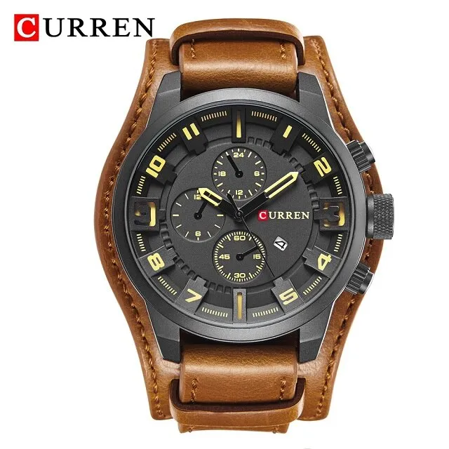 Luxury Brand CURREN 8225 Watches Sport Military Clock Men&#39;s Quartz Watch Men Analog Leather Wrist Watch Relogio Masculino