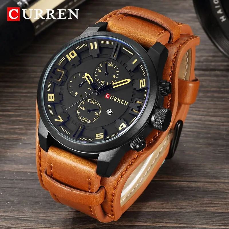 Luxury Brand CURREN 8225 Watches Sport Military Clock Men&#39;s Quartz Watch Men Analog Leather Wrist Watch Relogio Masculino