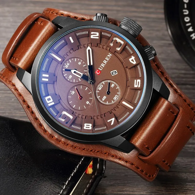 Luxury Brand CURREN 8225 Watches Sport Military Clock Men&#39;s Quartz Watch Men Analog Leather Wrist Watch Relogio Masculino