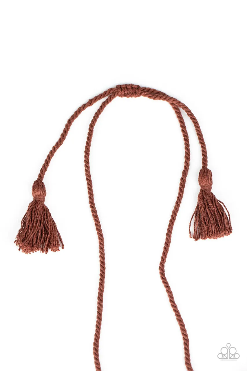 Macrame Mantra - Brown - Knotted Cord Paparazzi Long Necklace