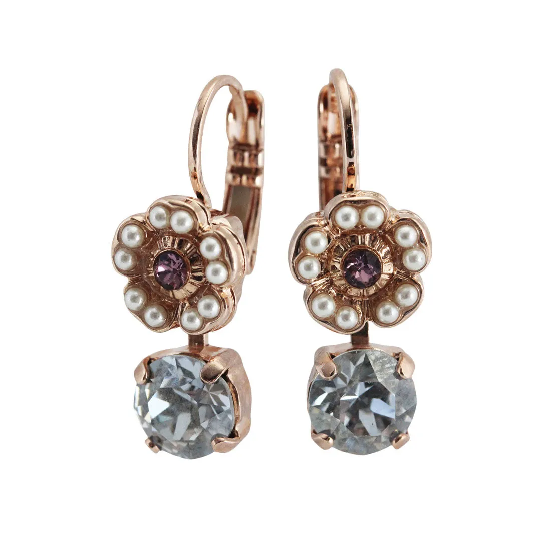 Mariana "Cake Batter" Rose Gold Plated Floret Drop Small Crystal Earrings, 1211 1147rg