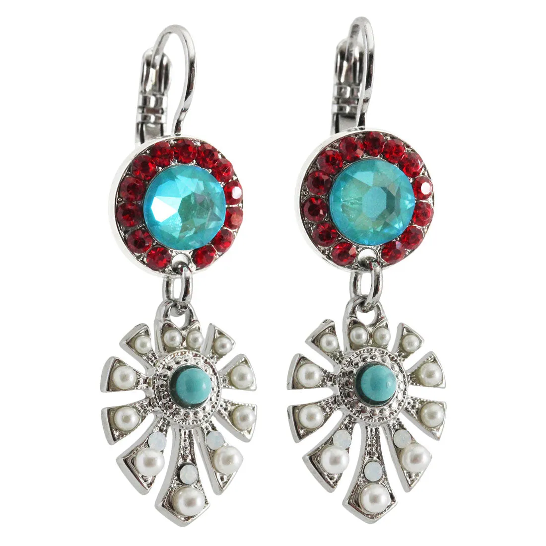 Mariana "Happiness" Rhodium Plated Monstera Leaf Dangle Crystal Earrings, 1514/3 1126ro