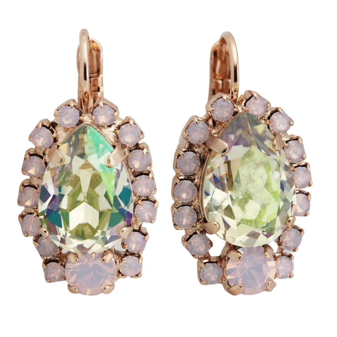 Mariana "Pina Colada" Rose Gold Plated Teardrop Pear Crystal Earrings, 1259/1 1063rg