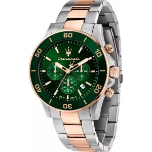 Maserati Competizione Two-Tone Stainless Steel Green Dial Quartz Watch for Gents - R8873600004