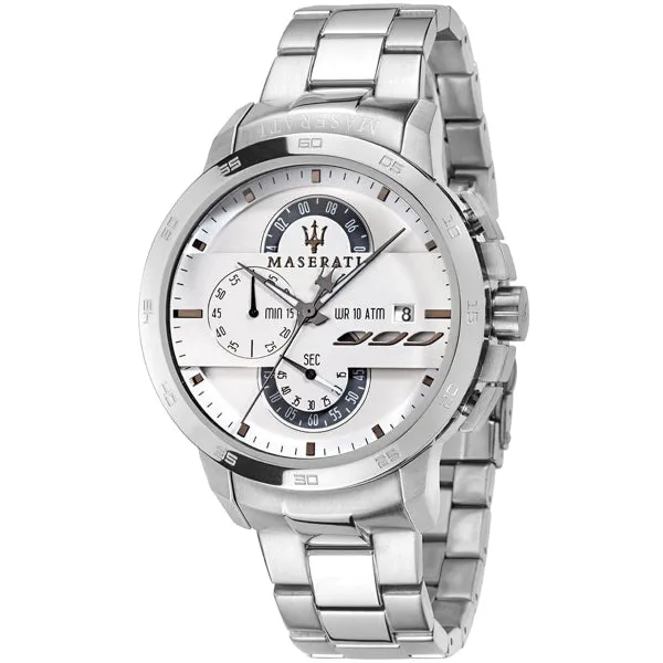 Maserati Ingengo Silver Stainless Steel White Dial Quartz Watch for Gents - R8873619004