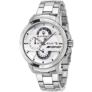 Maserati Ingengo Silver Stainless Steel White Dial Quartz Watch for Gents - R8873619004