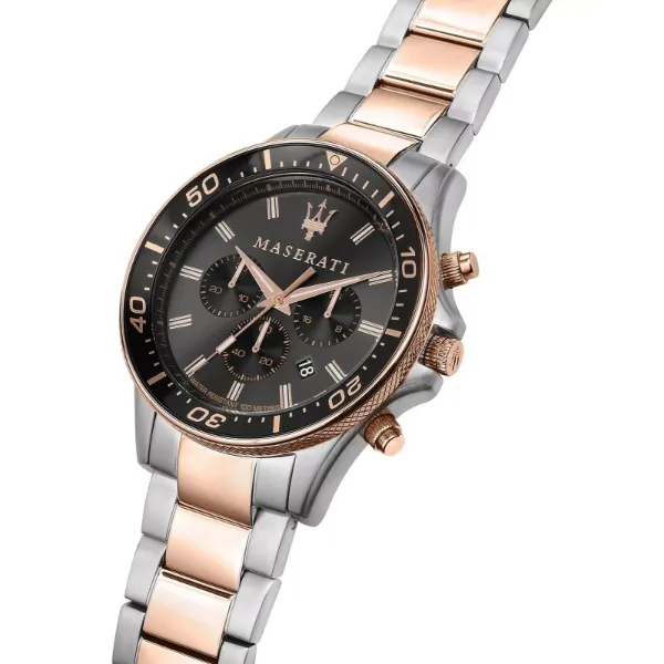 Maserati Sfida Two-Tone Stainless Steel Grey Dial Quartz Watch for Gents - R8873640002