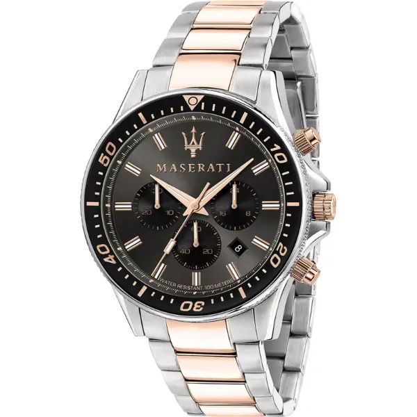 Maserati Sfida Two-Tone Stainless Steel Grey Dial Quartz Watch for Gents - R8873640002