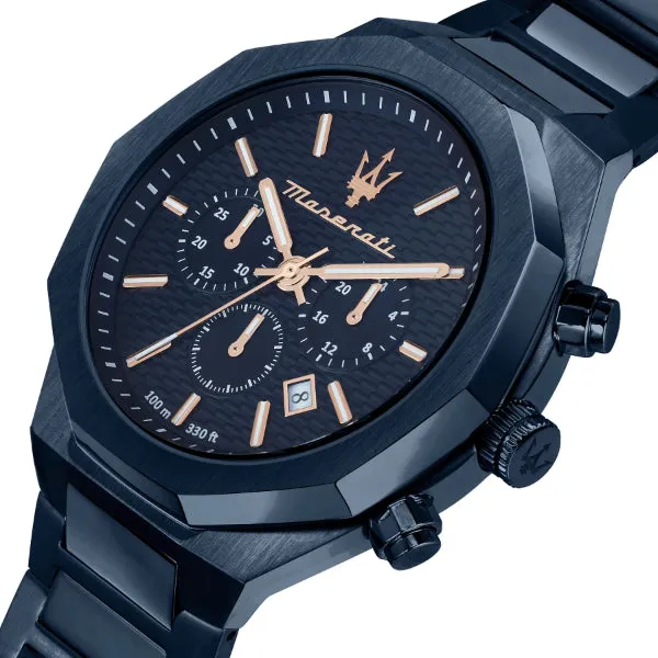 Maserati Stile Blue Stainless Steel Blue Dial Quartz Watch for Gents - R8873642008