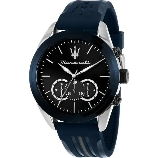 Maserati Traguardo Blue Silicone Strap Blue Dial Quartz Watch for Gents - R8871612046