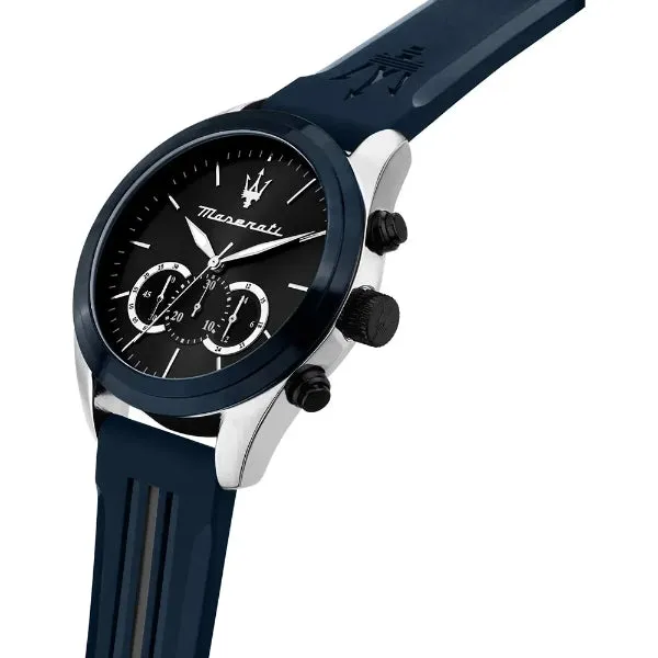 Maserati Traguardo Blue Silicone Strap Blue Dial Quartz Watch for Gents - R8871612046