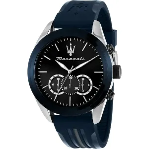Maserati Traguardo Blue Silicone Strap Blue Dial Quartz Watch for Gents - R8871612046
