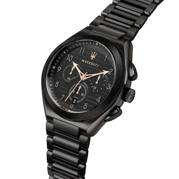 Maserati Triconic Black Stainless Steel Black Dial Quartz Watch for Gents - R8873639003