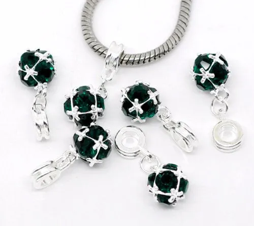 May Birthstone European Bead Compatible for Most European Snake Chain Charm Bracelet