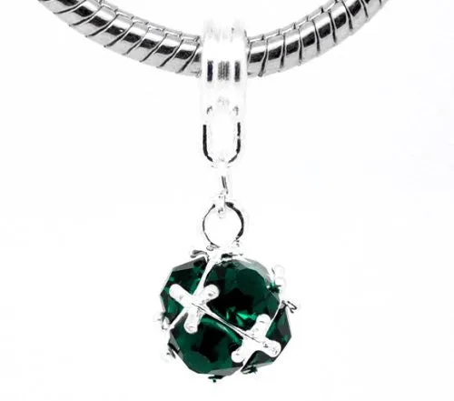 May Birthstone European Bead Compatible for Most European Snake Chain Charm Bracelet