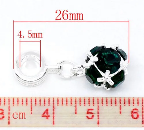 May Birthstone European Bead Compatible for Most European Snake Chain Charm Bracelet