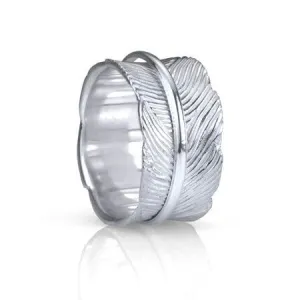 Meditation Ring Terra Sterling Silver Leaf Pattern Spinning Band