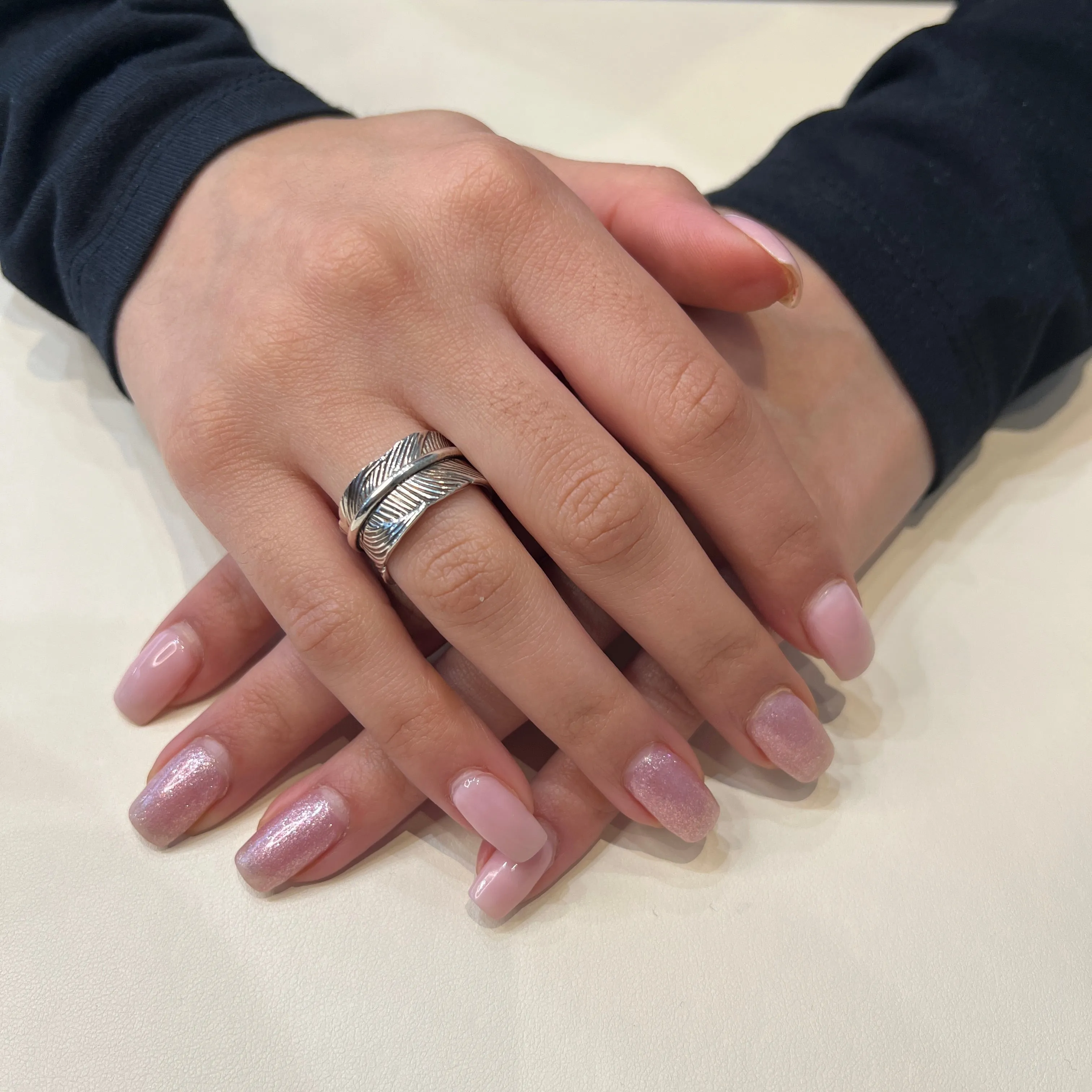 Meditation Ring Terra Sterling Silver Leaf Pattern Spinning Band