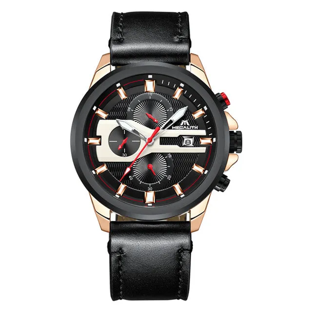 MEGALITH Fashion Mens Watches Top Brand Luxury Waterproof Chronograph Quartz Clock Army Military Mens Watches  Relogio Masculino